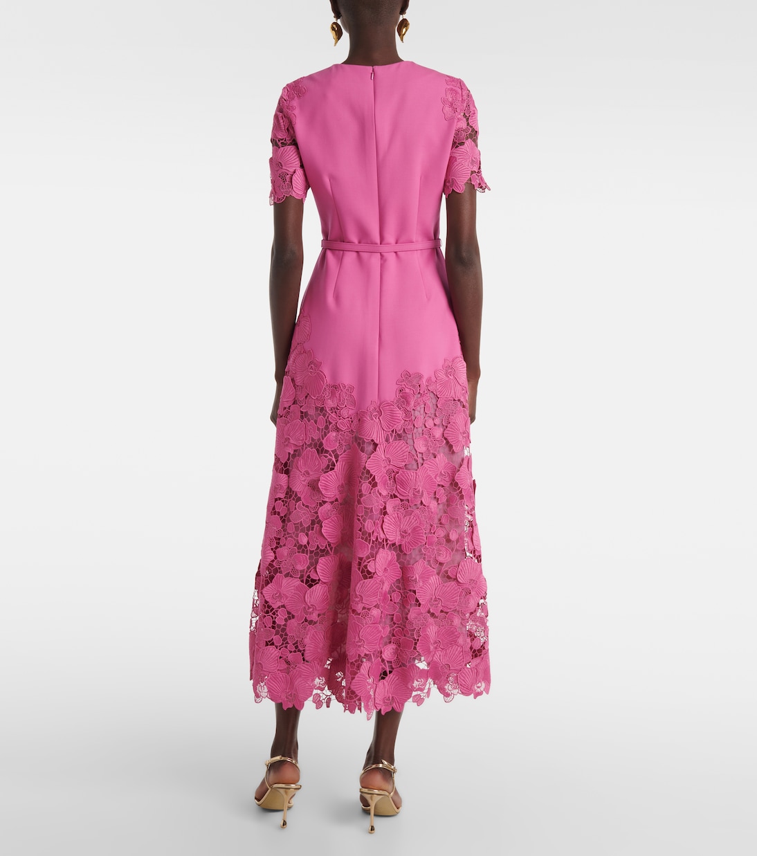 Vestido midi Orchid de mezcla de lana | Oscar de la Renta