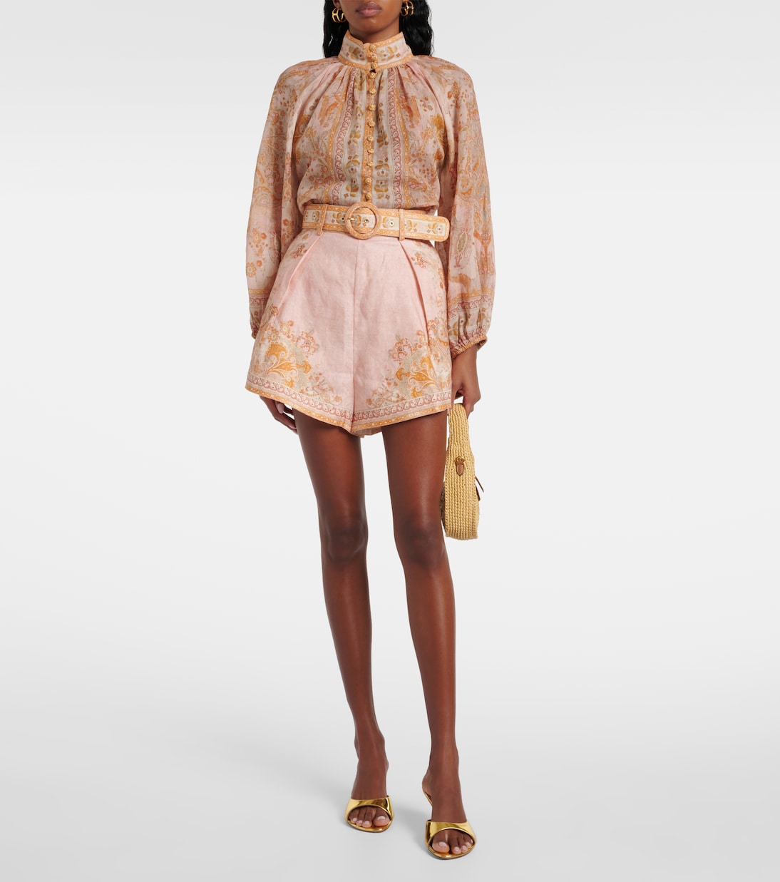 Blusa Acacia Billow de ramio estampada | Zimmermann