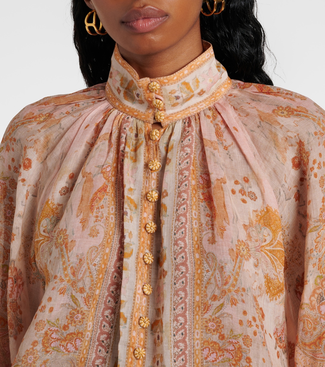 Blusa Acacia Billow de ramio estampada | Zimmermann