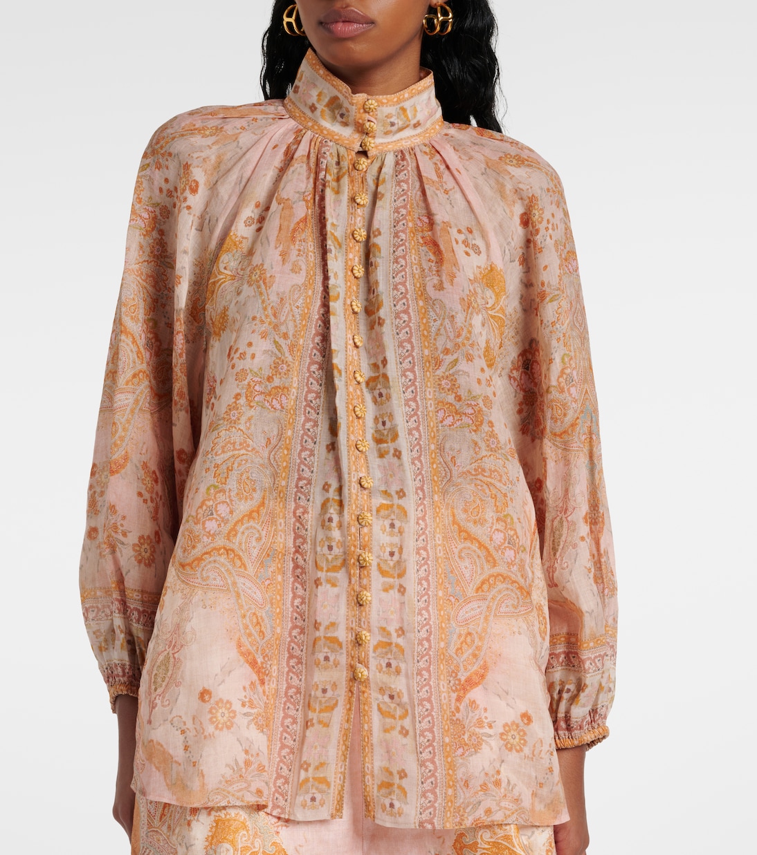 Blusa Acacia Billow de ramio estampada | Zimmermann