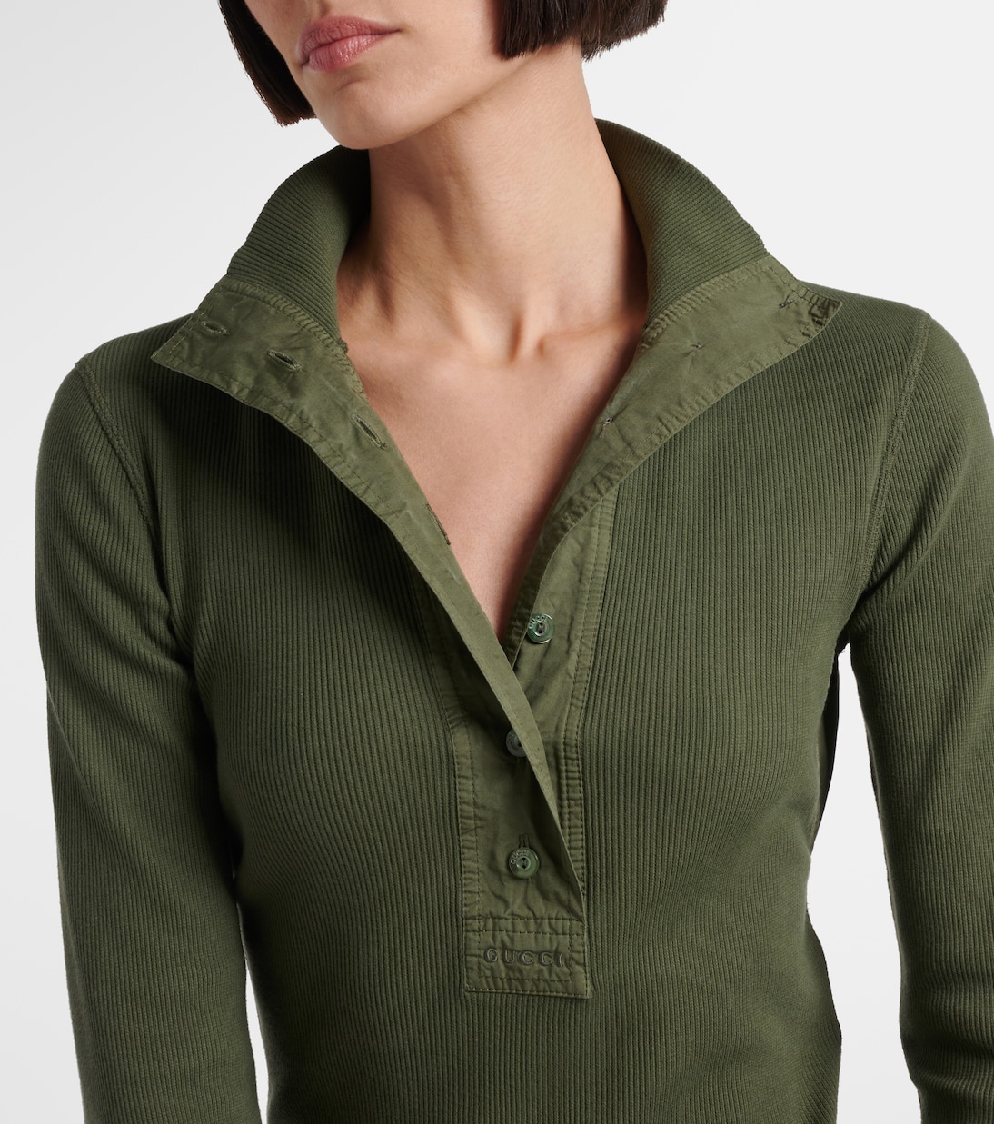 Pullover stile polo in cotone a coste | Gucci
