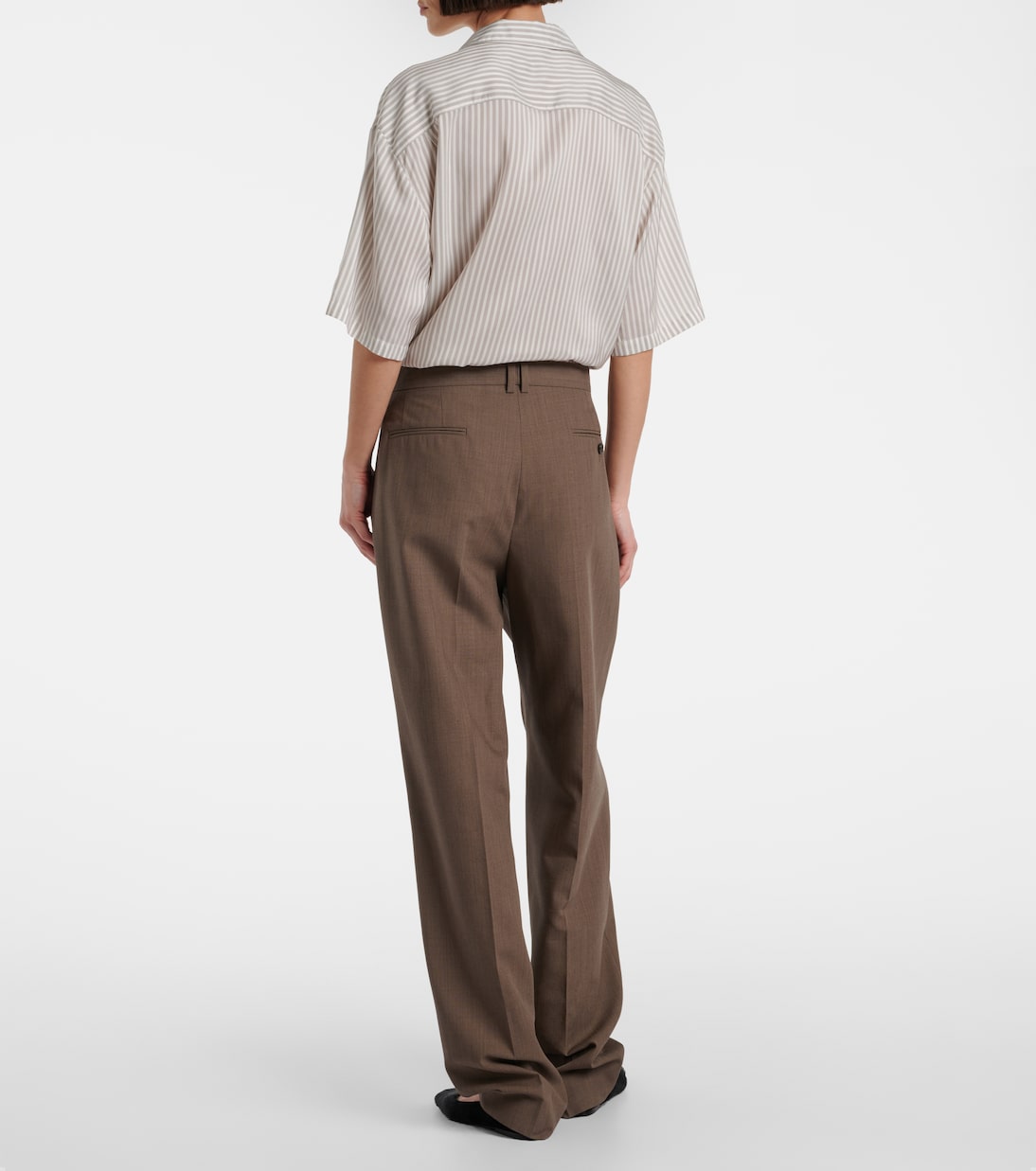 Pantalon droit Bryce en laine et soie | The Row
