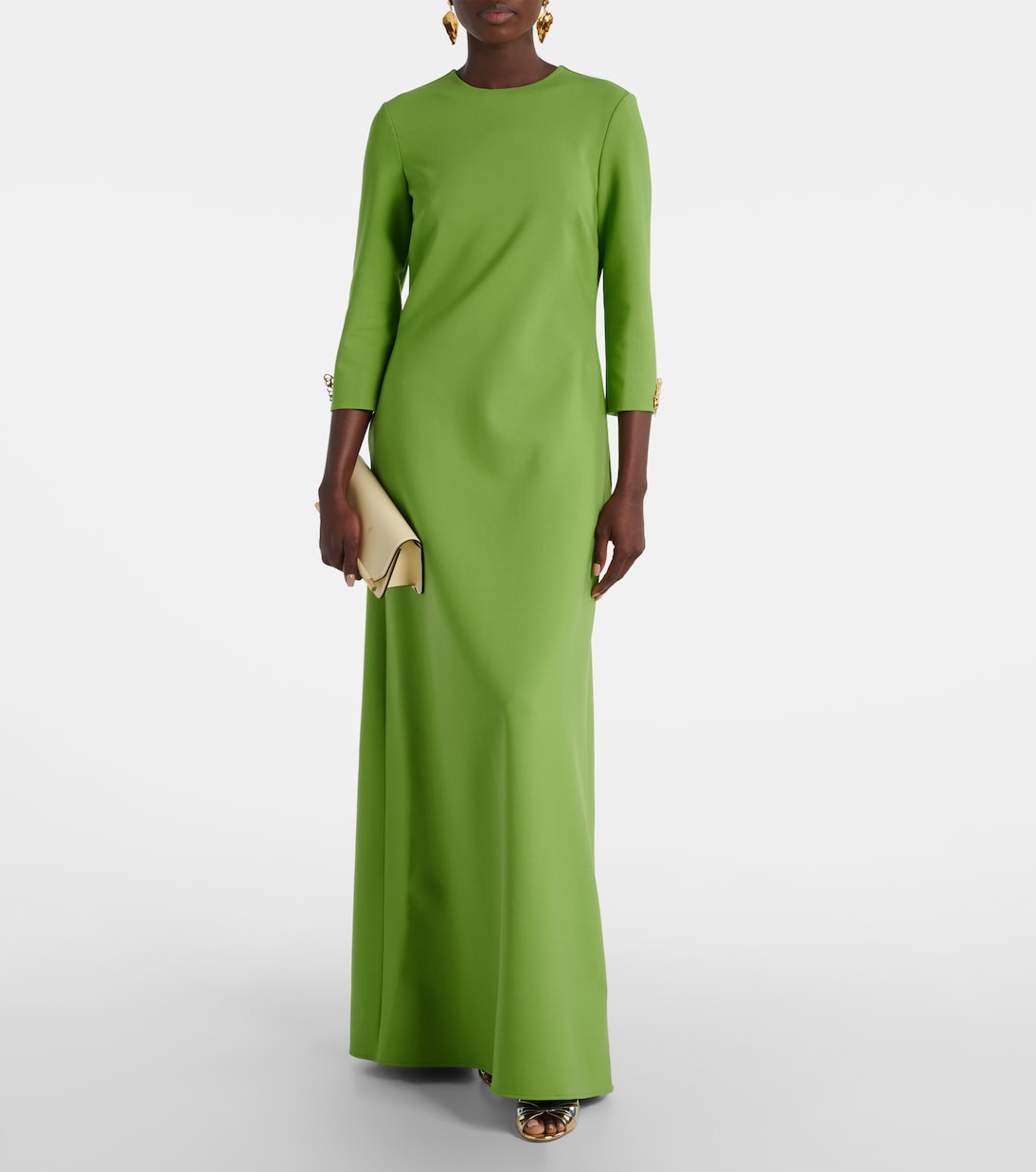 Embellished open-back wool-blend kaftan | Oscar de la Renta