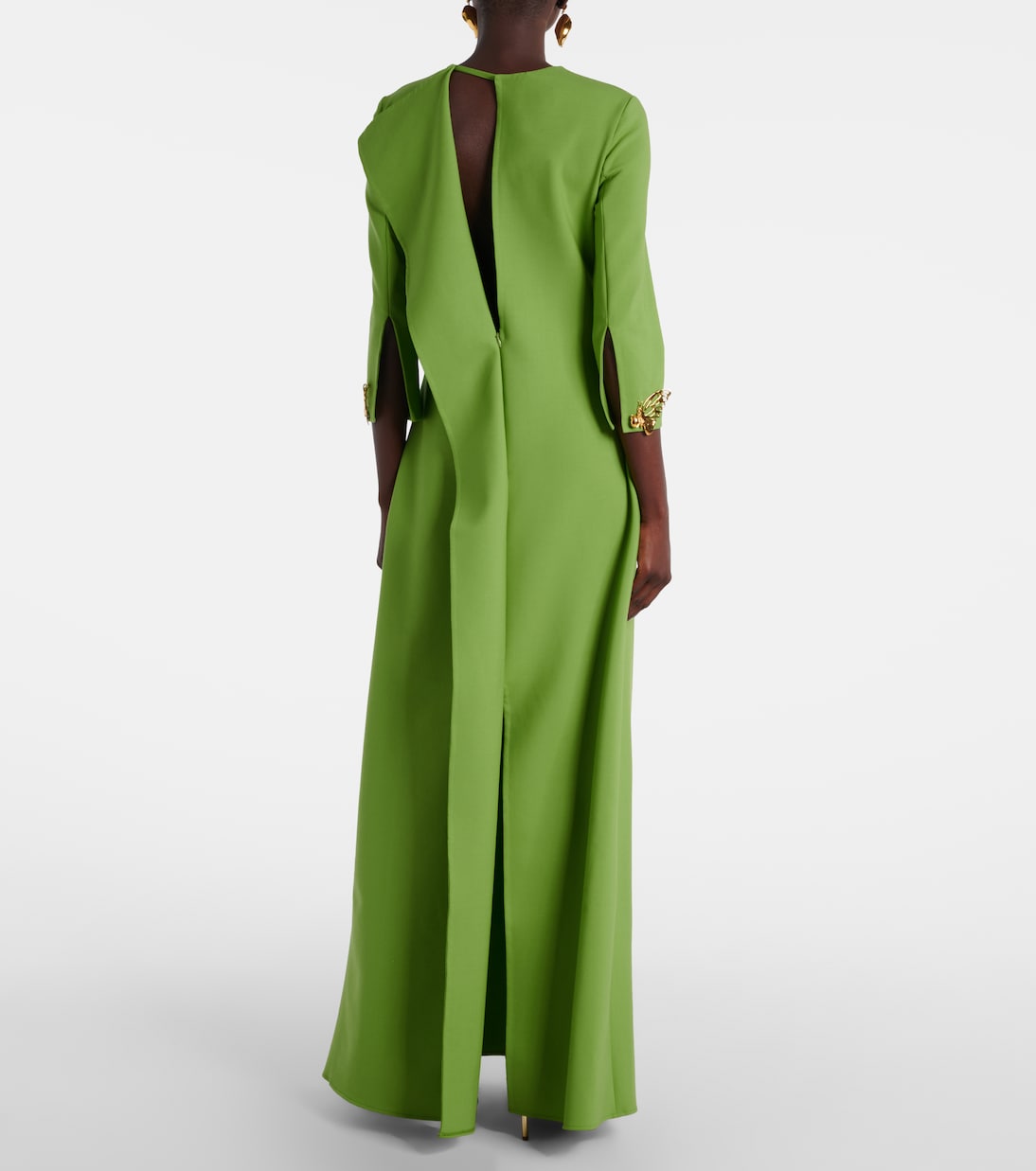 Embellished open-back wool-blend kaftan | Oscar de la Renta
