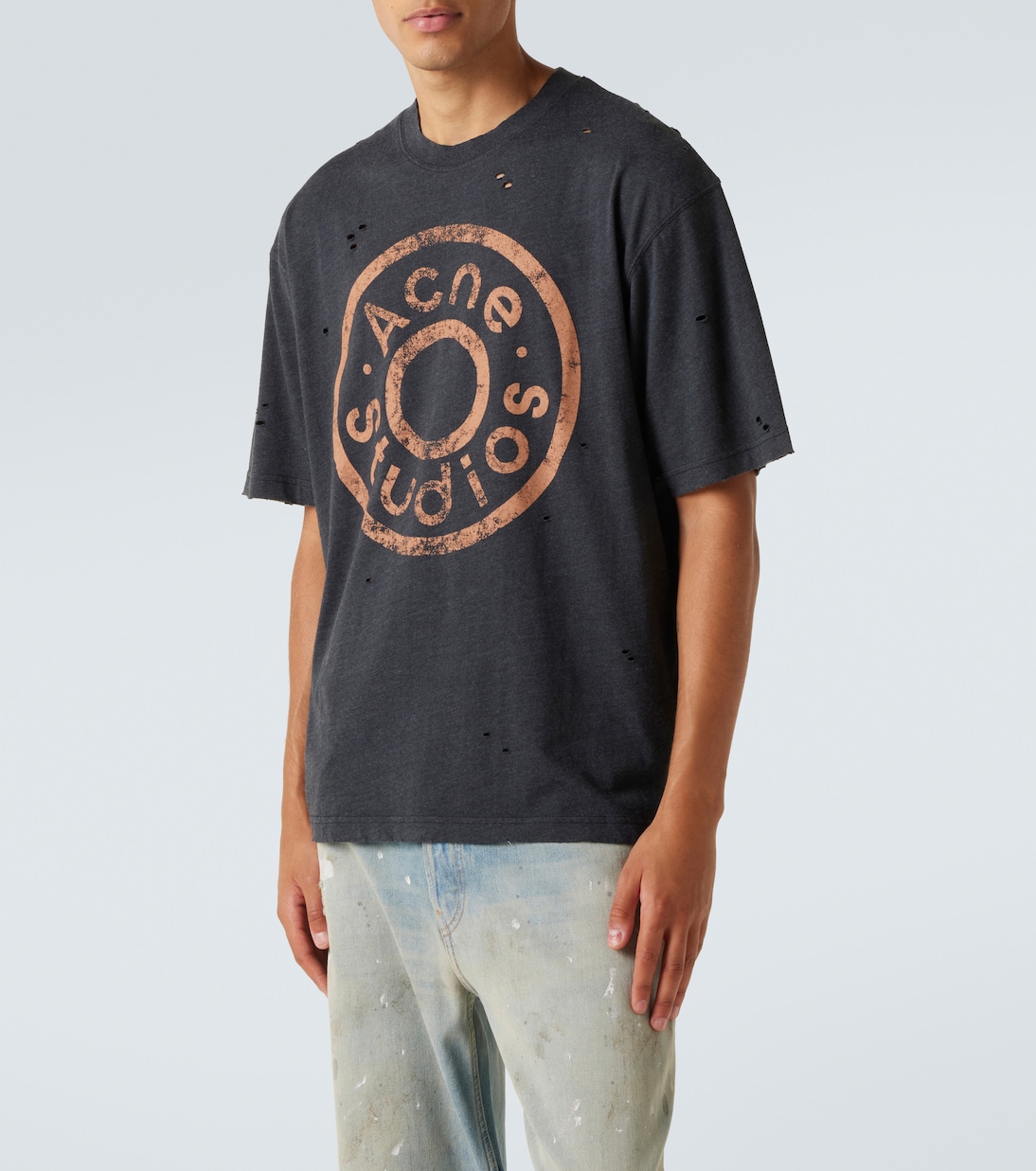 T-shirt en coton mélangé à logo  | Acne Studios