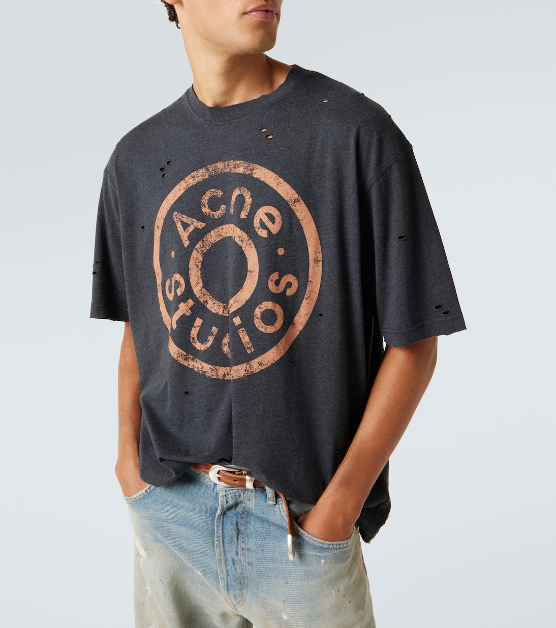 T-shirt en coton mélangé à logo  | Acne Studios