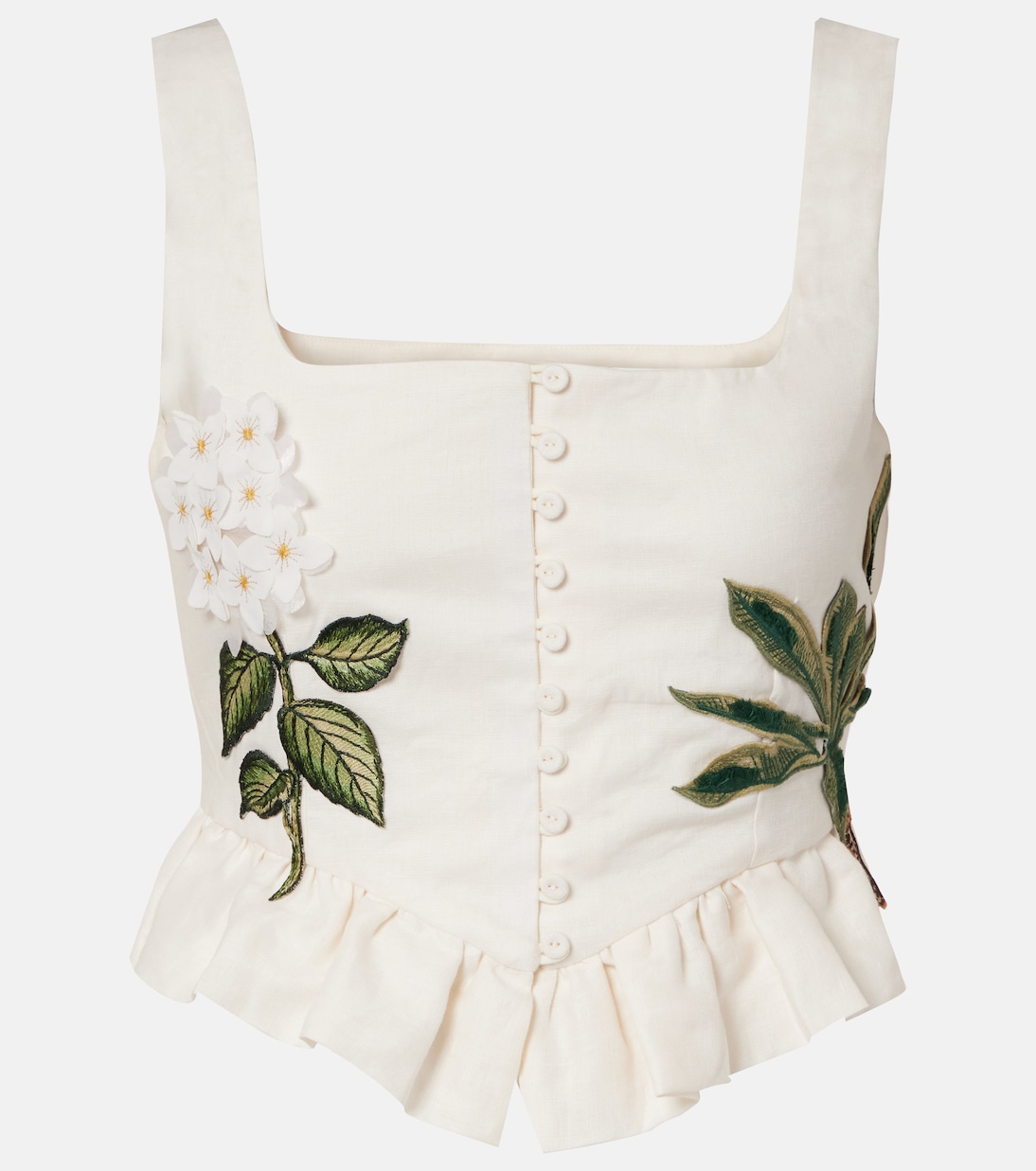 Eslabón Wild appliqué linen crop top | Agua by Agua Bendita