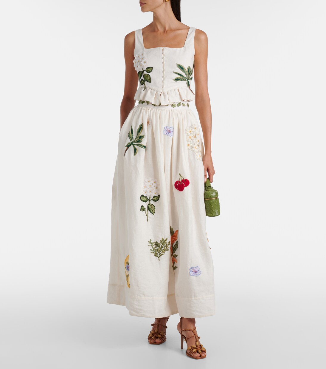 Eslabón Wild appliqué linen crop top | Agua by Agua Bendita