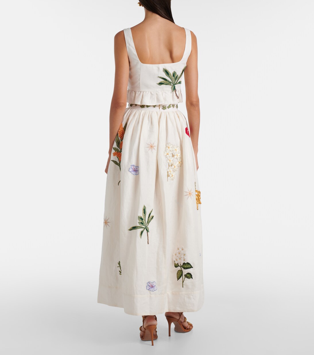 Eslabón Wild appliqué linen crop top | Agua by Agua Bendita