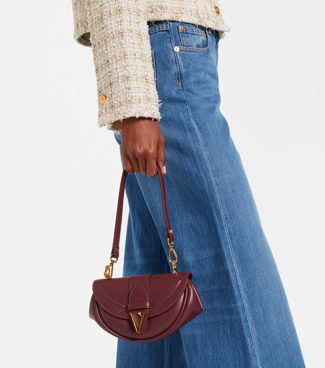 Virtus Small leather shoulder bag | Versace