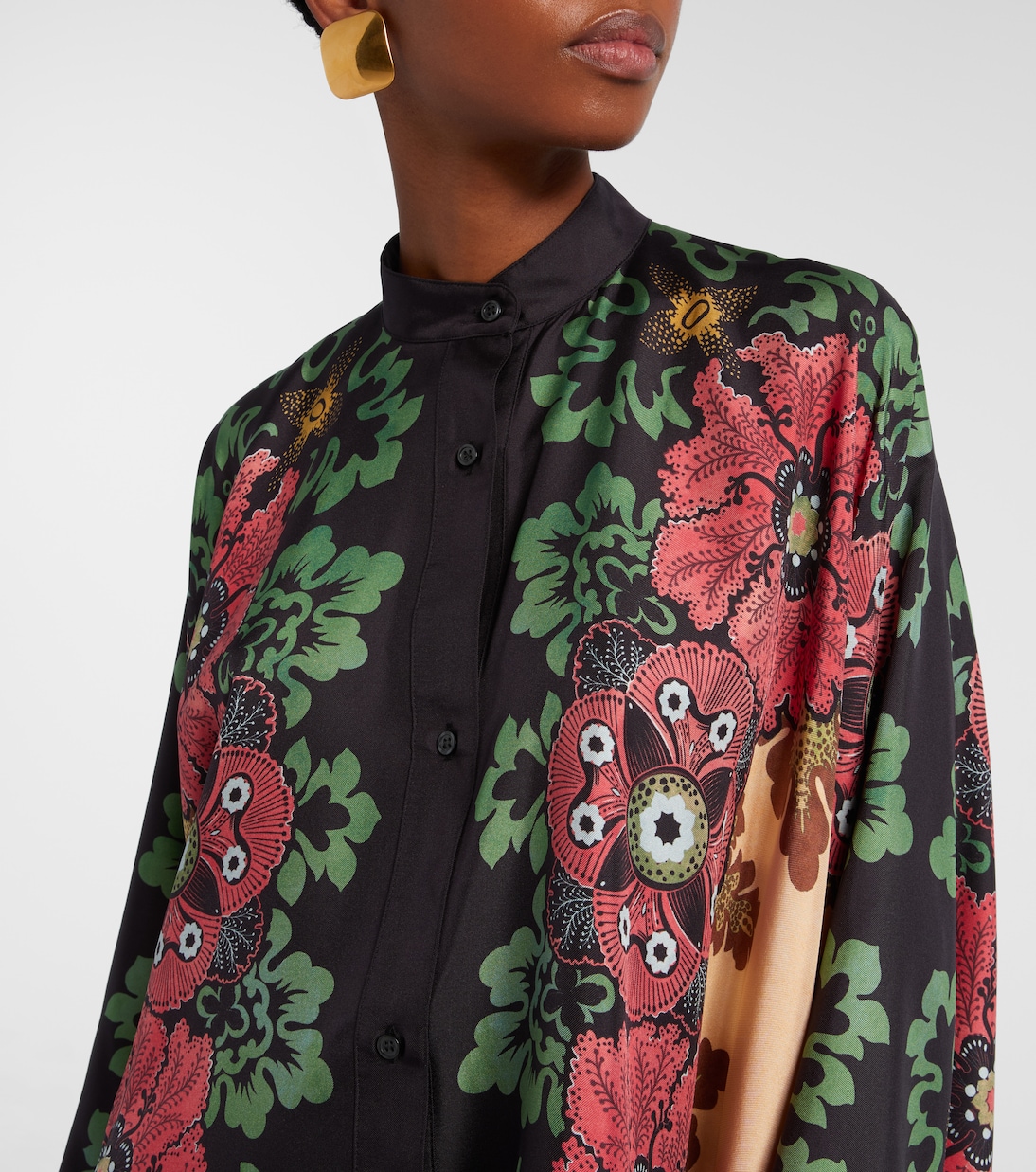 Foulard printed silk twill shirt | La DoubleJ