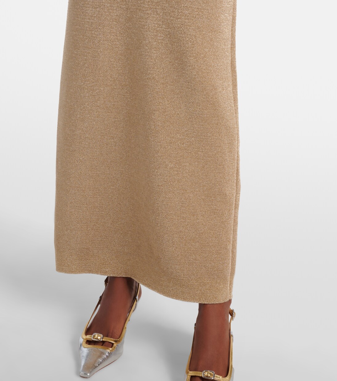 Crystal-embellished peplum lamé maxi dress | Self-Portrait