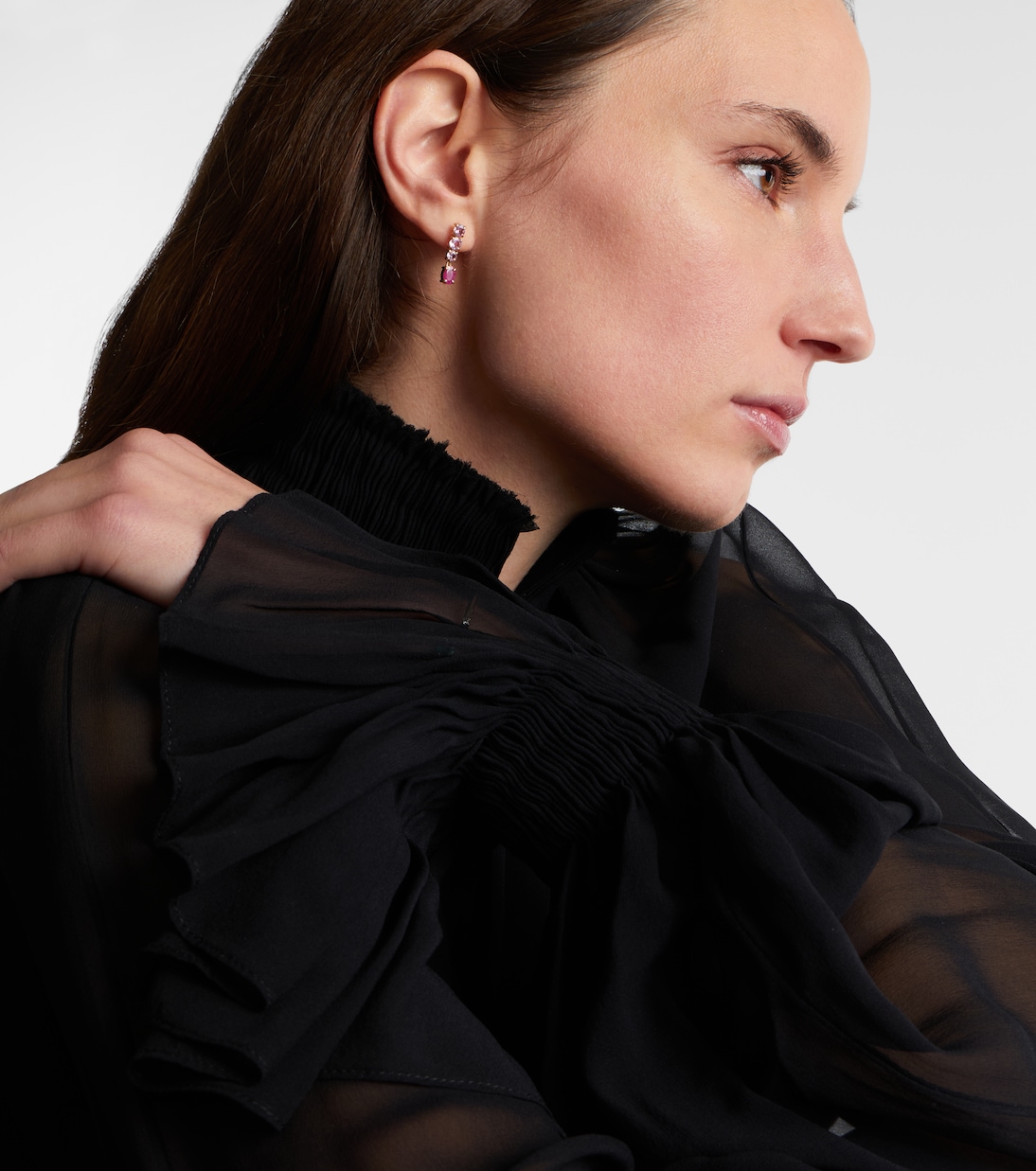 14kt gold (585/1000) earrings with pink sapphire and ruby | Stone and Strand