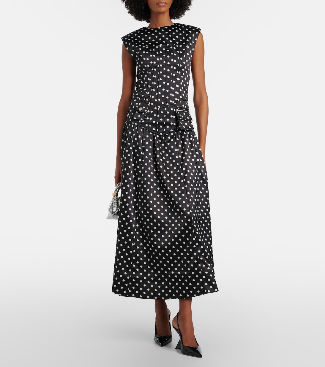 Polka-dot satin maxi skirt | Ganni