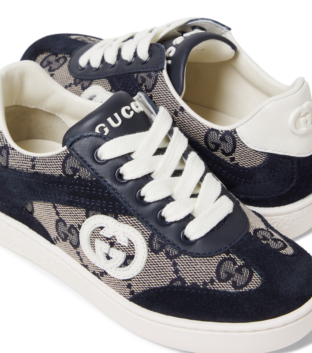 G74 GG Canvas suede-trimmed sneakers | Gucci Kids