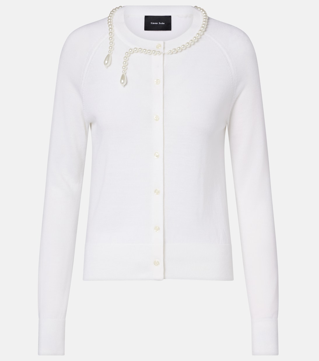 Faux pearl-embellished wool and silk cardigan | Simone Rocha