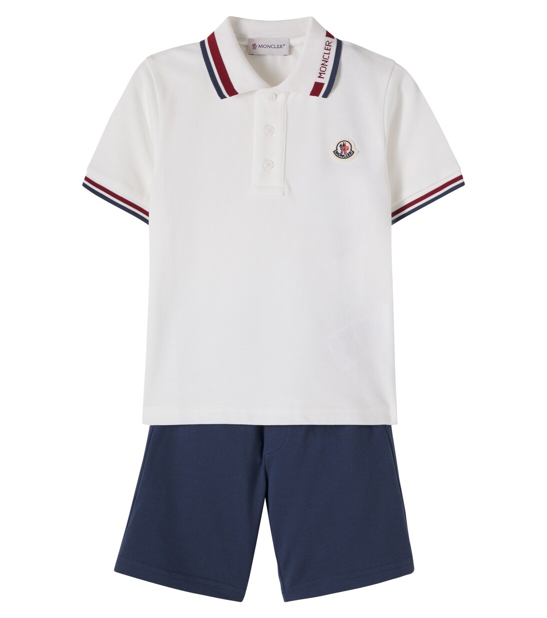 Cotton piqué polo shirt and shorts set | Moncler Enfant