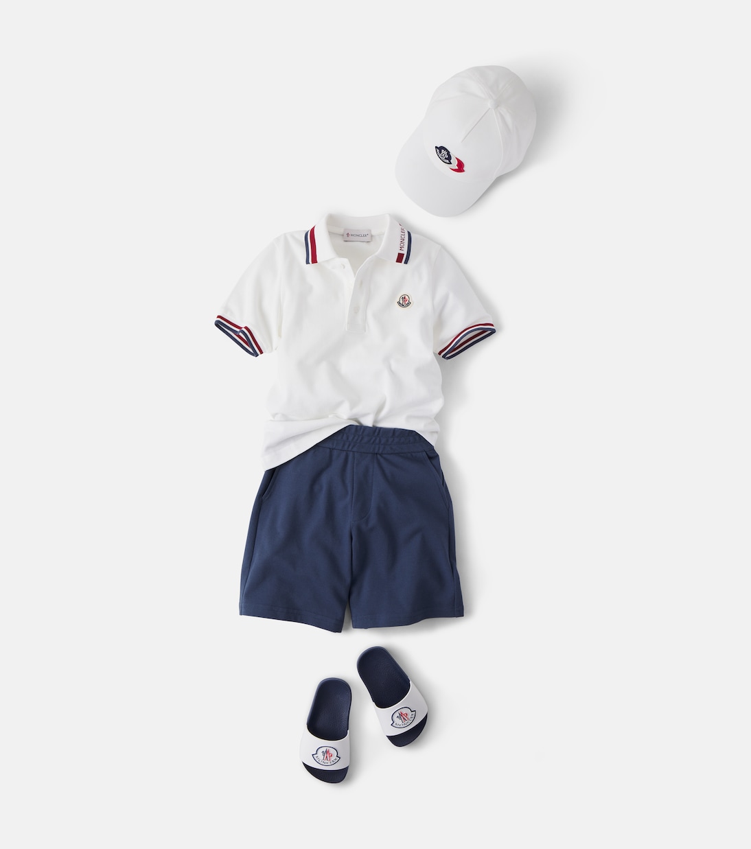 Cotton piqué polo shirt and shorts set | Moncler Enfant