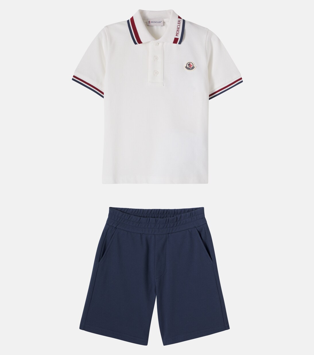 Cotton piqué polo shirt and shorts set | Moncler Enfant