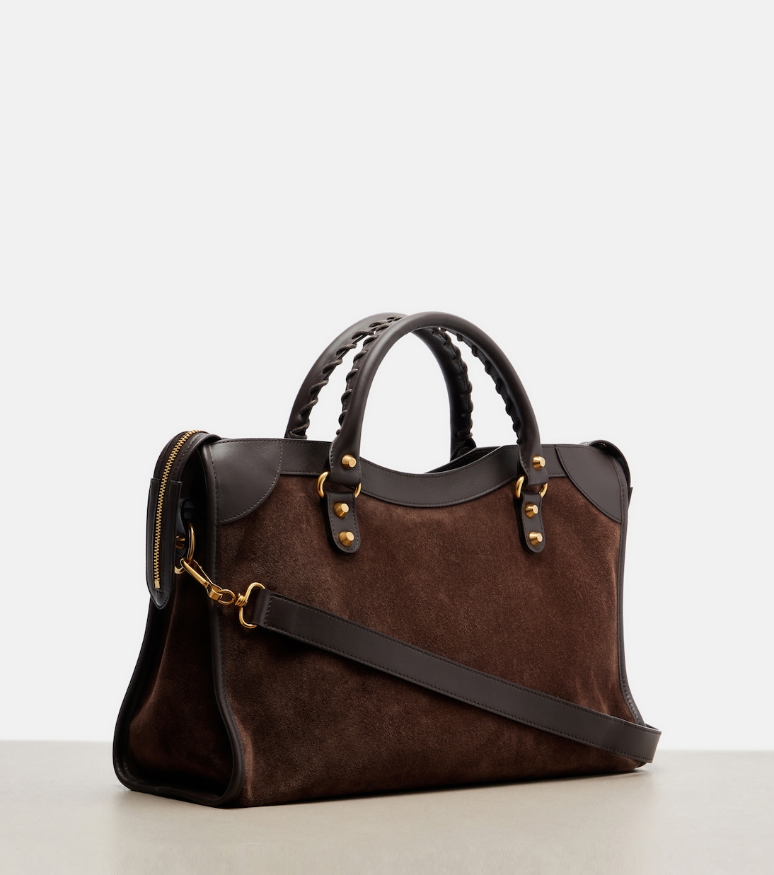 Le City Medium leather-trimmed suede tote bag | Balenciaga