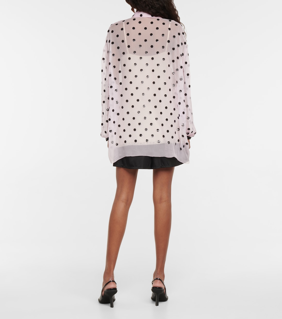 Camicia in chiffon di seta con ricamo | Prada