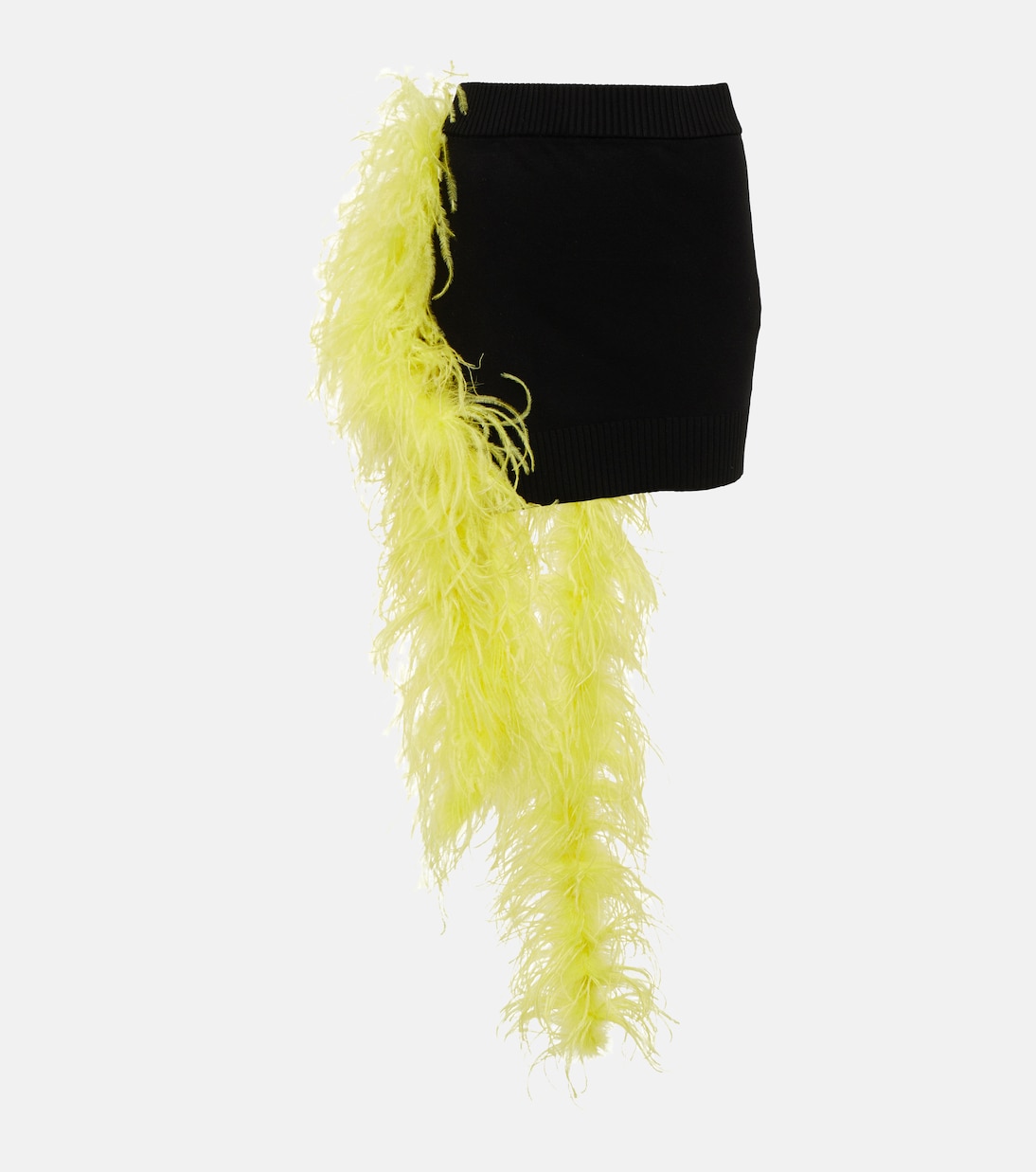 Feather-trimmed knitted miniskirt | The Attico