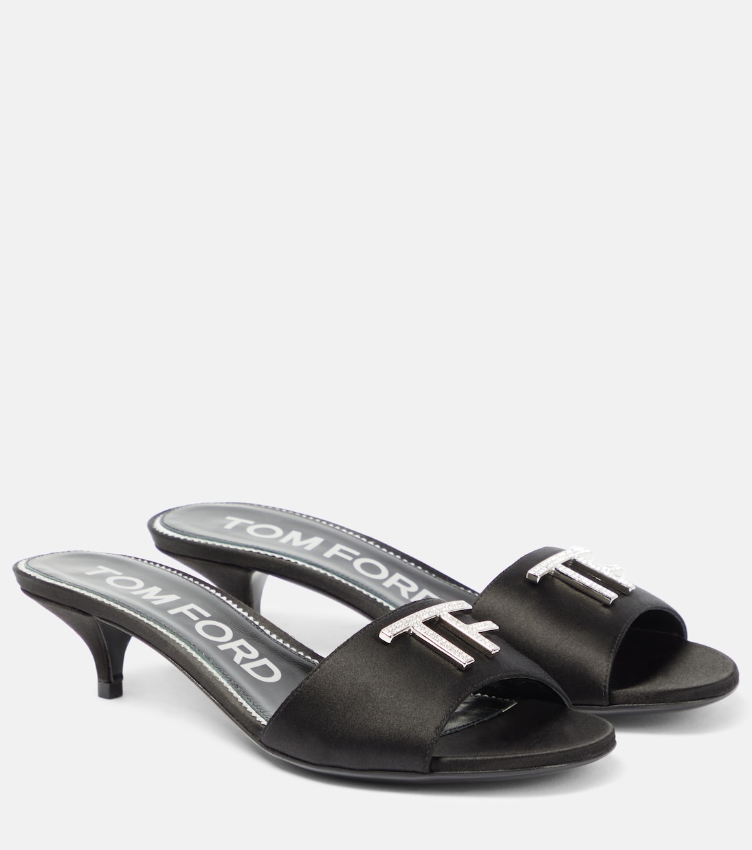 Embellished satin mules | Tom Ford
