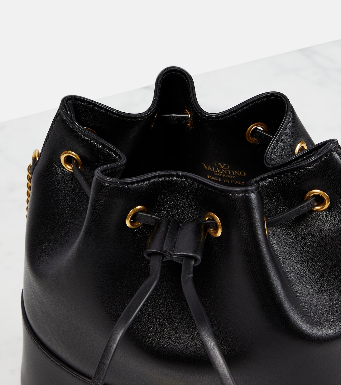 VLogo Signature Small leather bucket bag in black Valentino Garavani Mytheresa