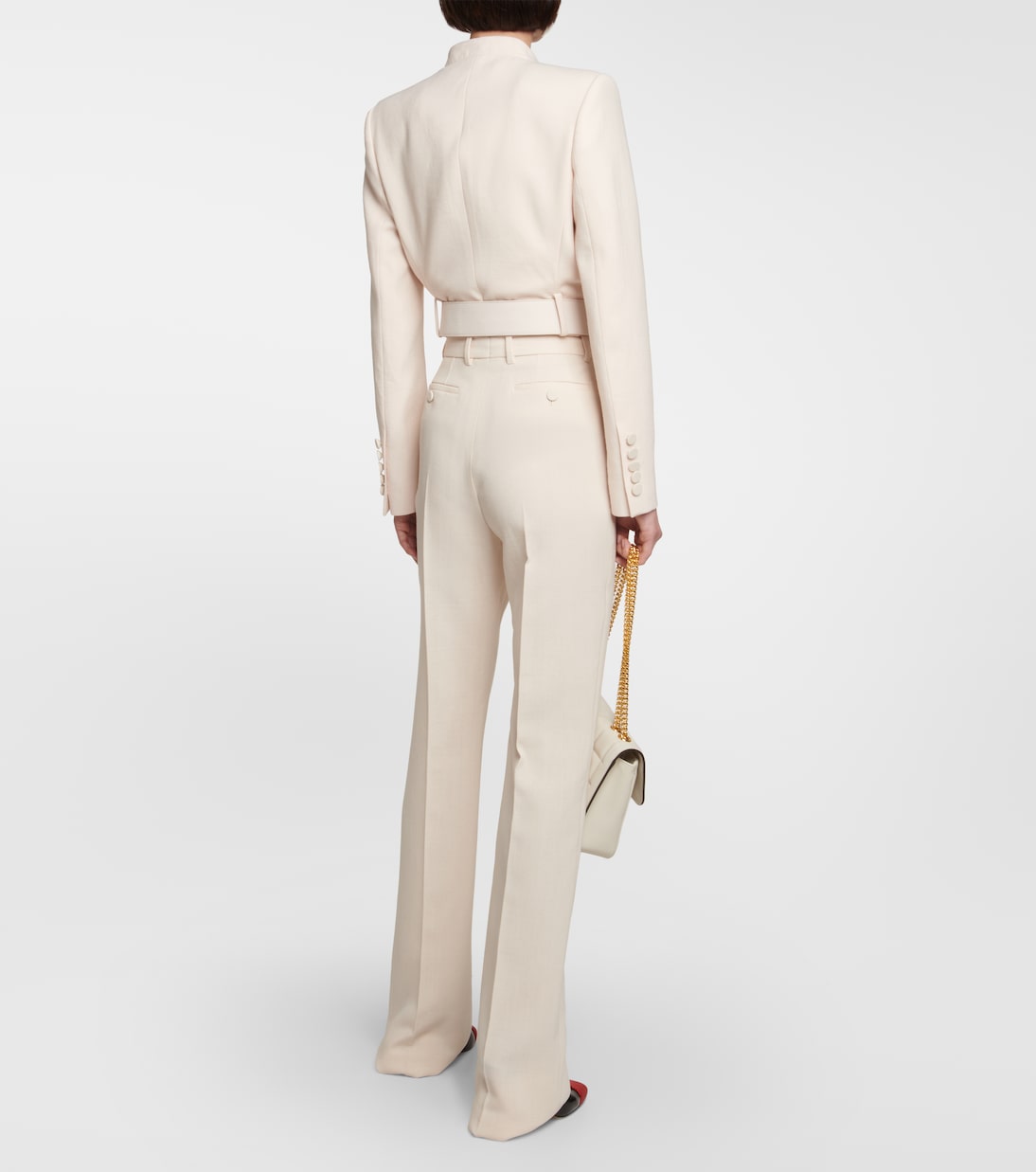 Pantalones de lana con corte acampanado y textura crêpe de Gucci para jóvenes modernos