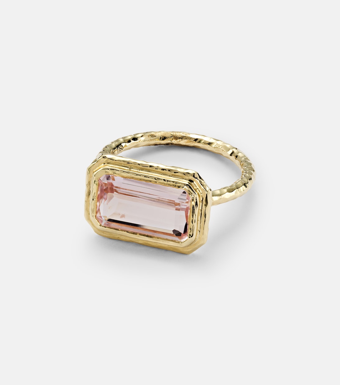 Anello in oro 18kt con morganite di Octavia Elizabeth, design moderno per giovani, spiaggia di Elbow