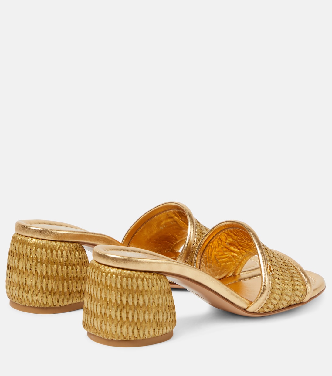 Pantoletten Marbella aus Raffiabast und Metallic-Leder | Gianvito Rossi