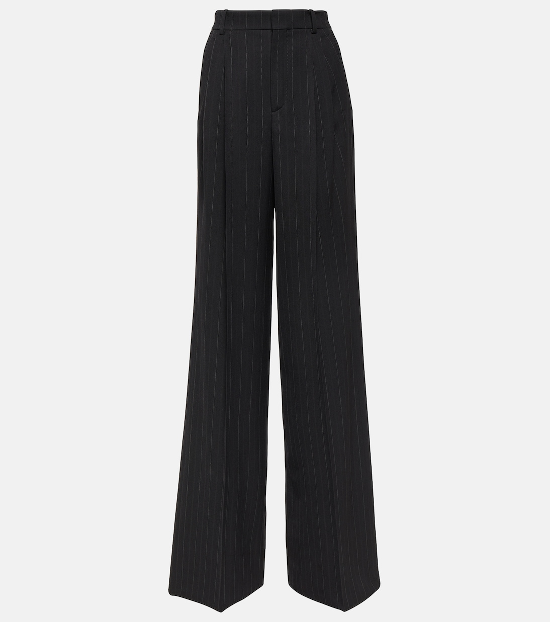Pantalones juveniles de corte ancho Saint Laurent en lana con rayas tiza