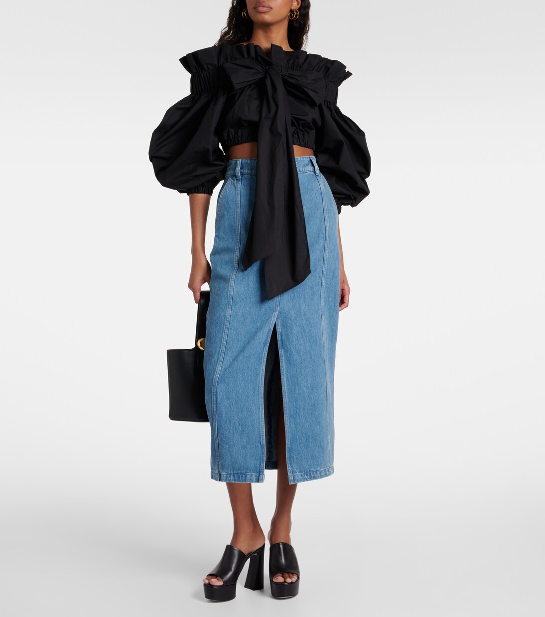 Bow-detail ruffled cotton crop top | Patou