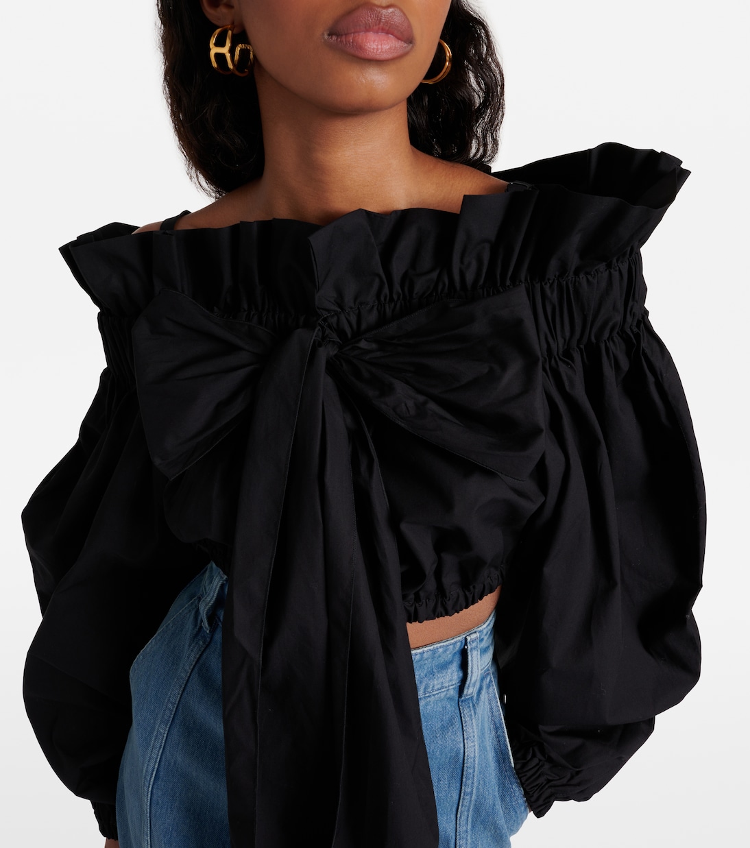 Bow-detail ruffled cotton crop top | Patou