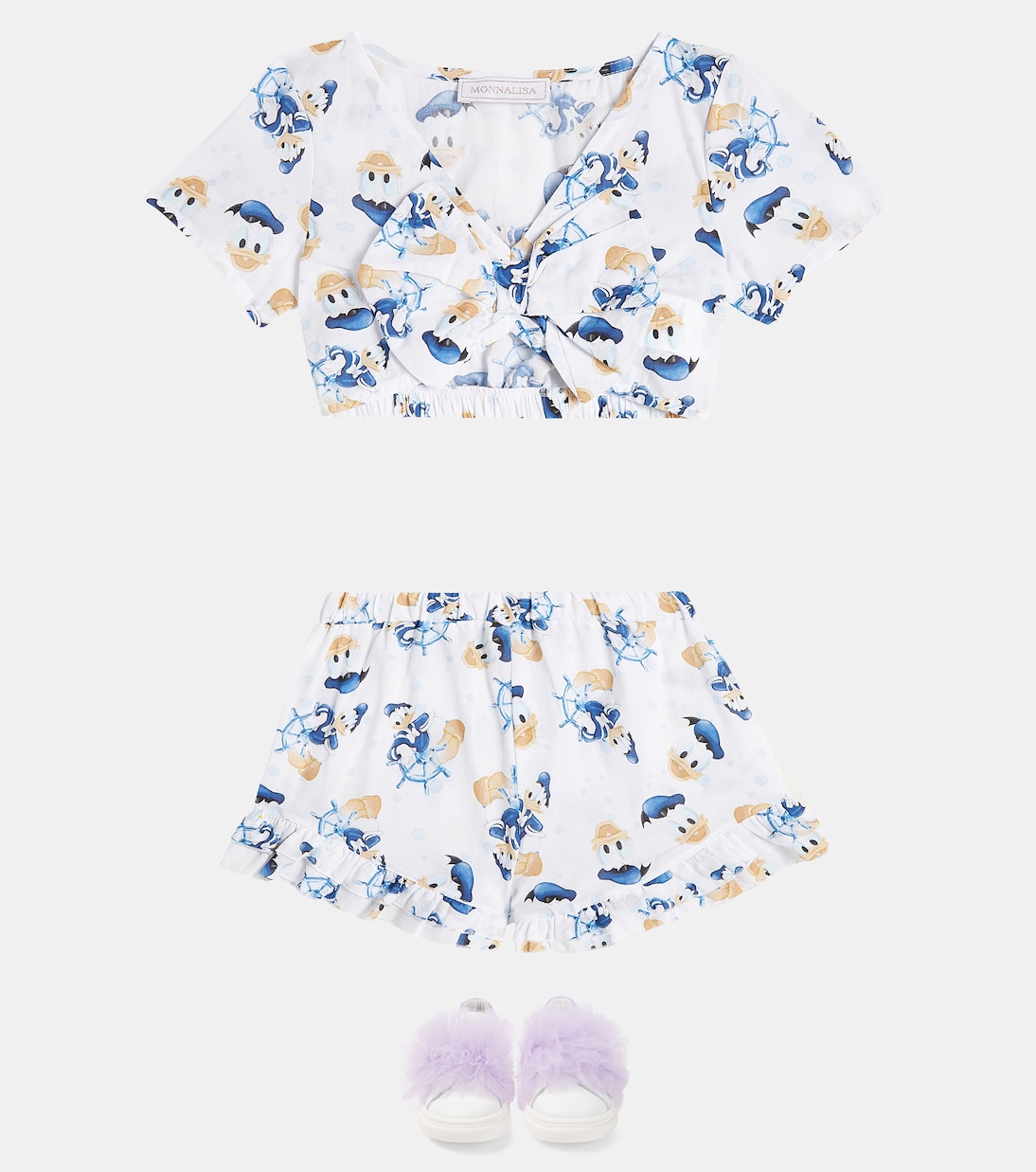 Top cropped e shorts in cotone | Monnalisa