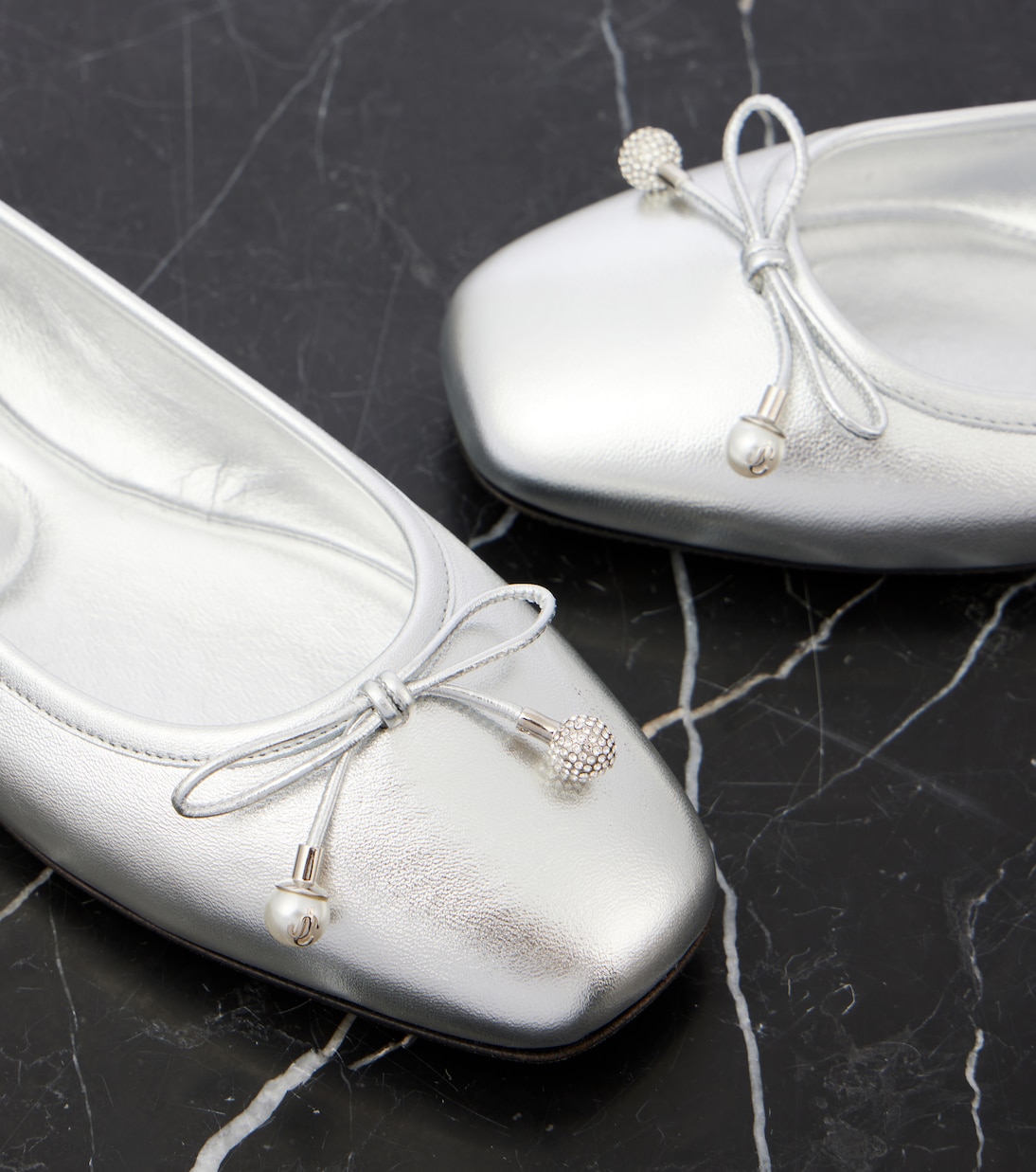 Ballerinas Elme aus Metallic-Leder | Jimmy Choo