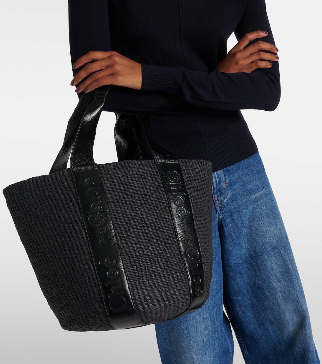 Tote Woody Medium de efecto rafia | Chloé