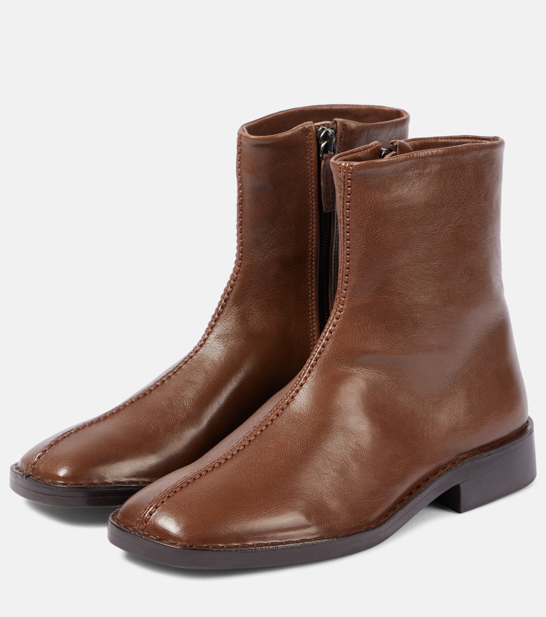 Piped Zipped leather ankle boots | Lemaire