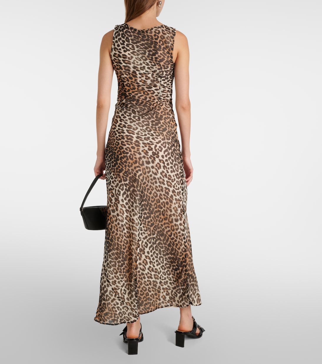Abito lungo in chiffon con stampa | Ganni