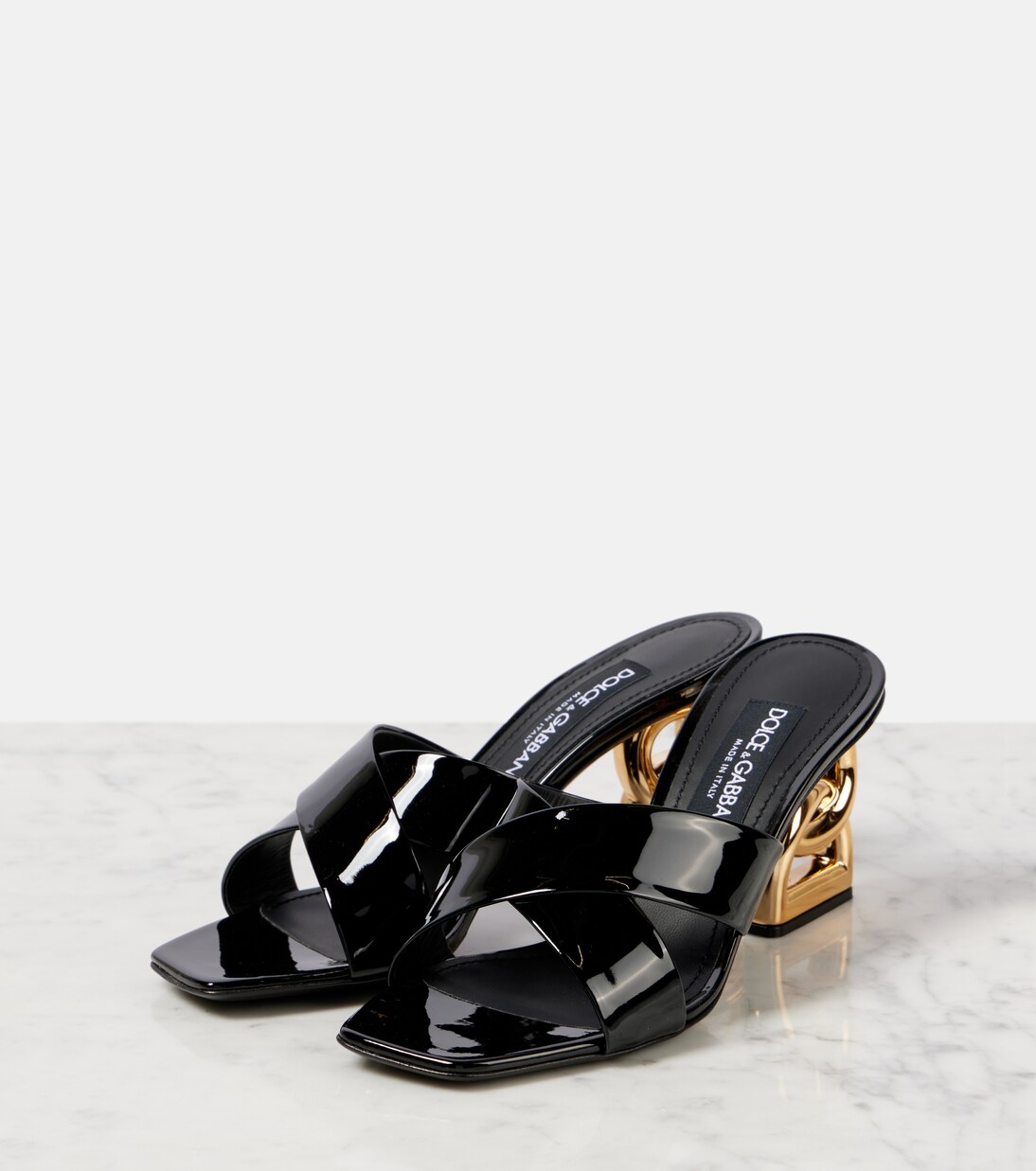 DG 100MM FOOTWEAR – MULTICOLOR SATIN MULES WITH CRYSTAL EMBELLISHMENTS
