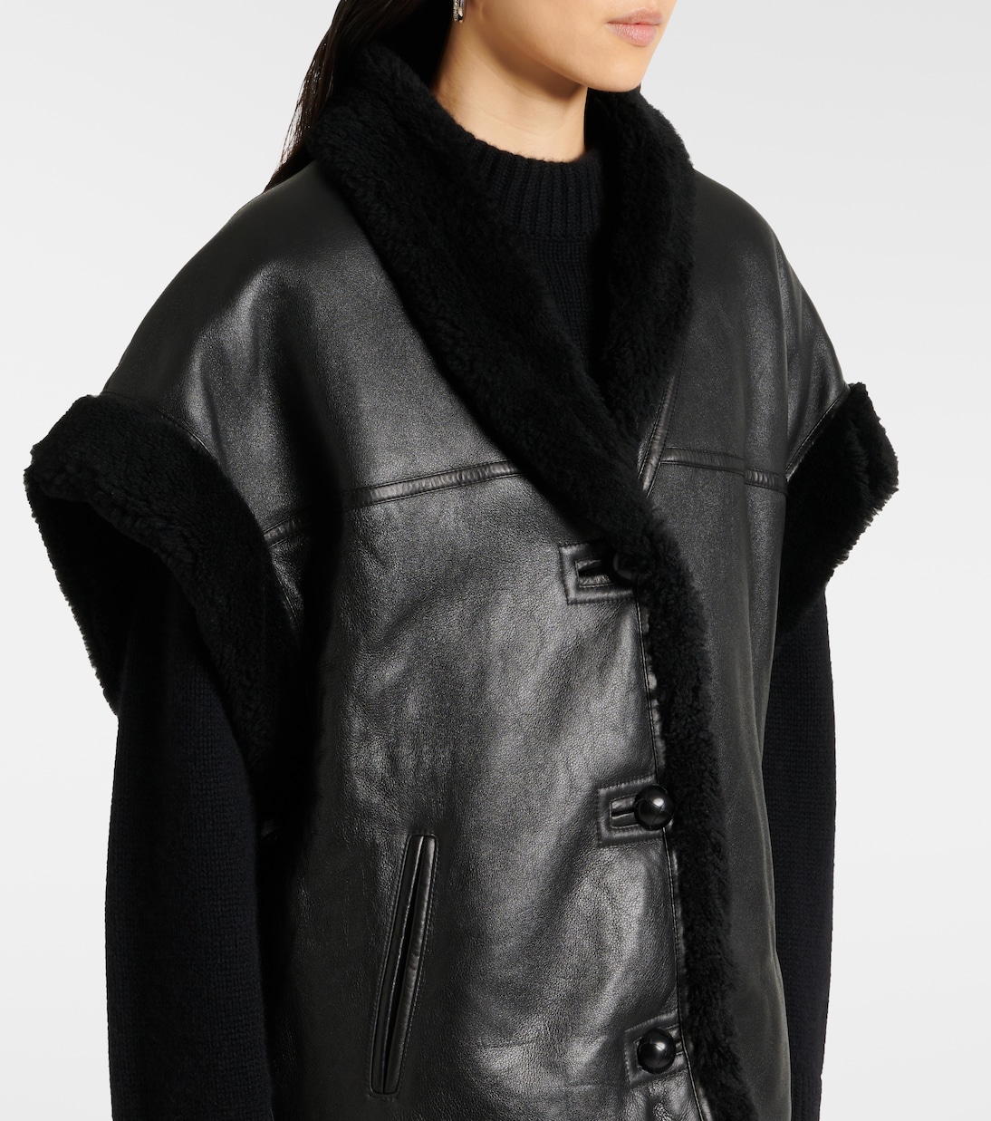 Chaleco Medilia de piel con borrego | Isabel Marant