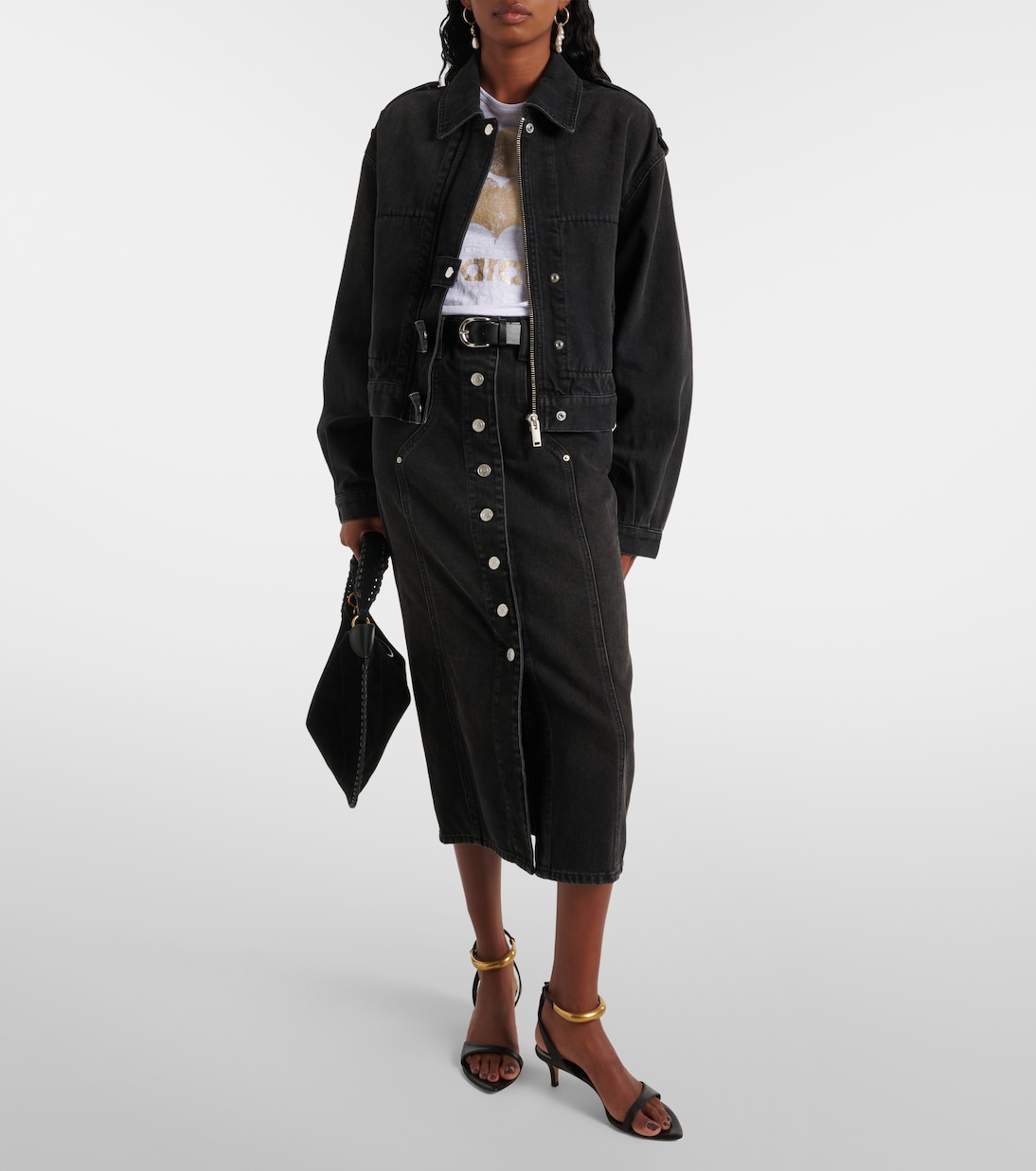 Falda midi Vandy de denim de tiro alto | Marant Etoile