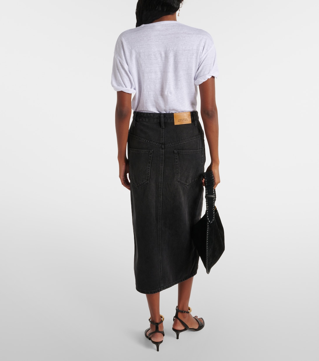 Falda midi Vandy de denim de tiro alto | Marant Etoile