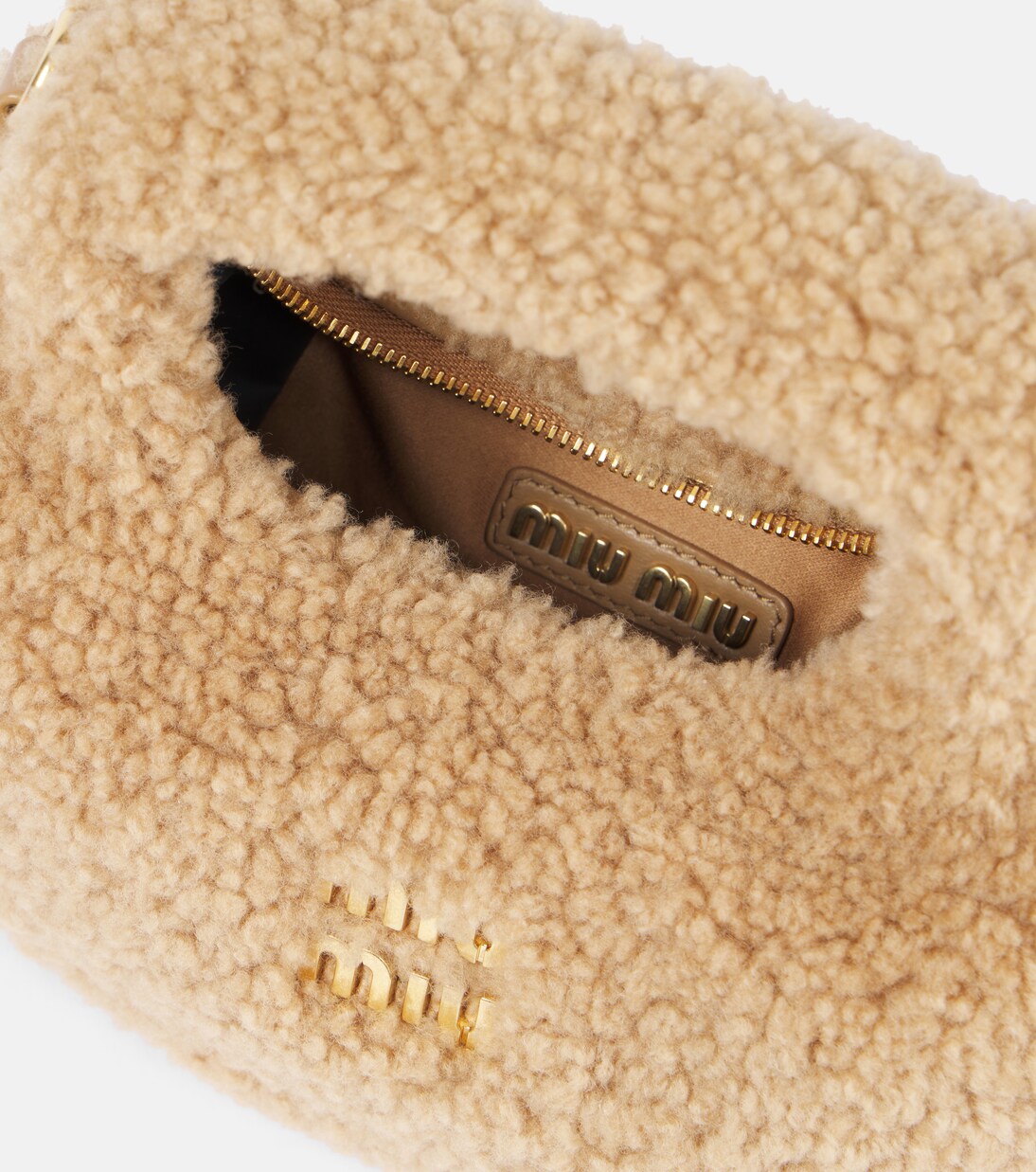 Borsa a spalla Wander Mini in shearling | Miu Miu