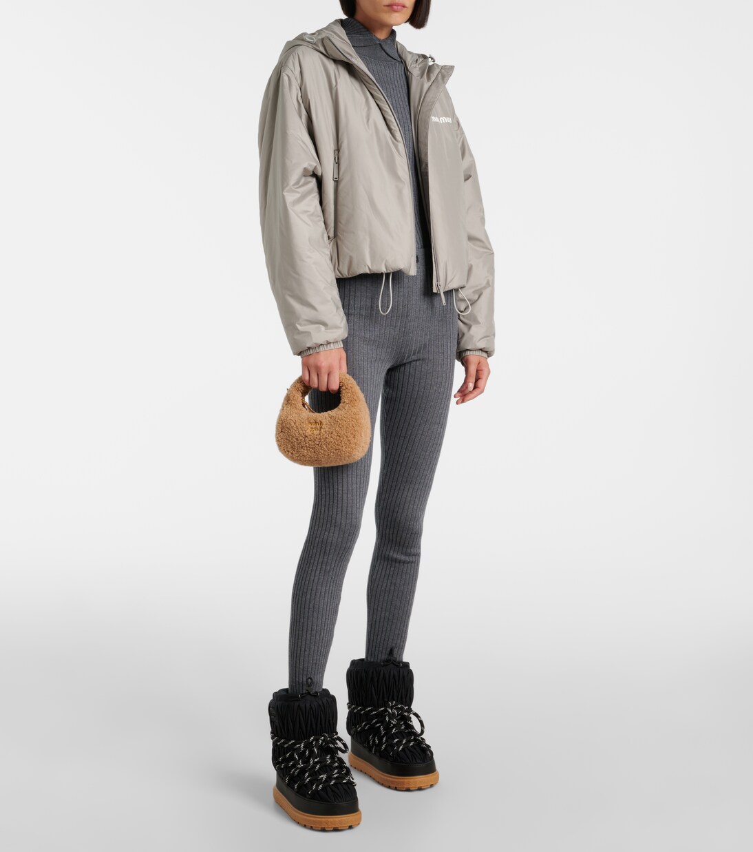 Borsa a spalla Wander Mini in shearling | Miu Miu