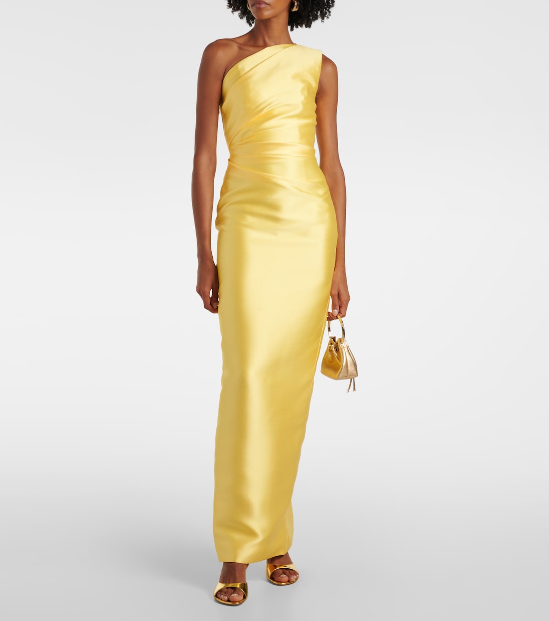 Kira one-shoulder twill maxi dress | Solace London