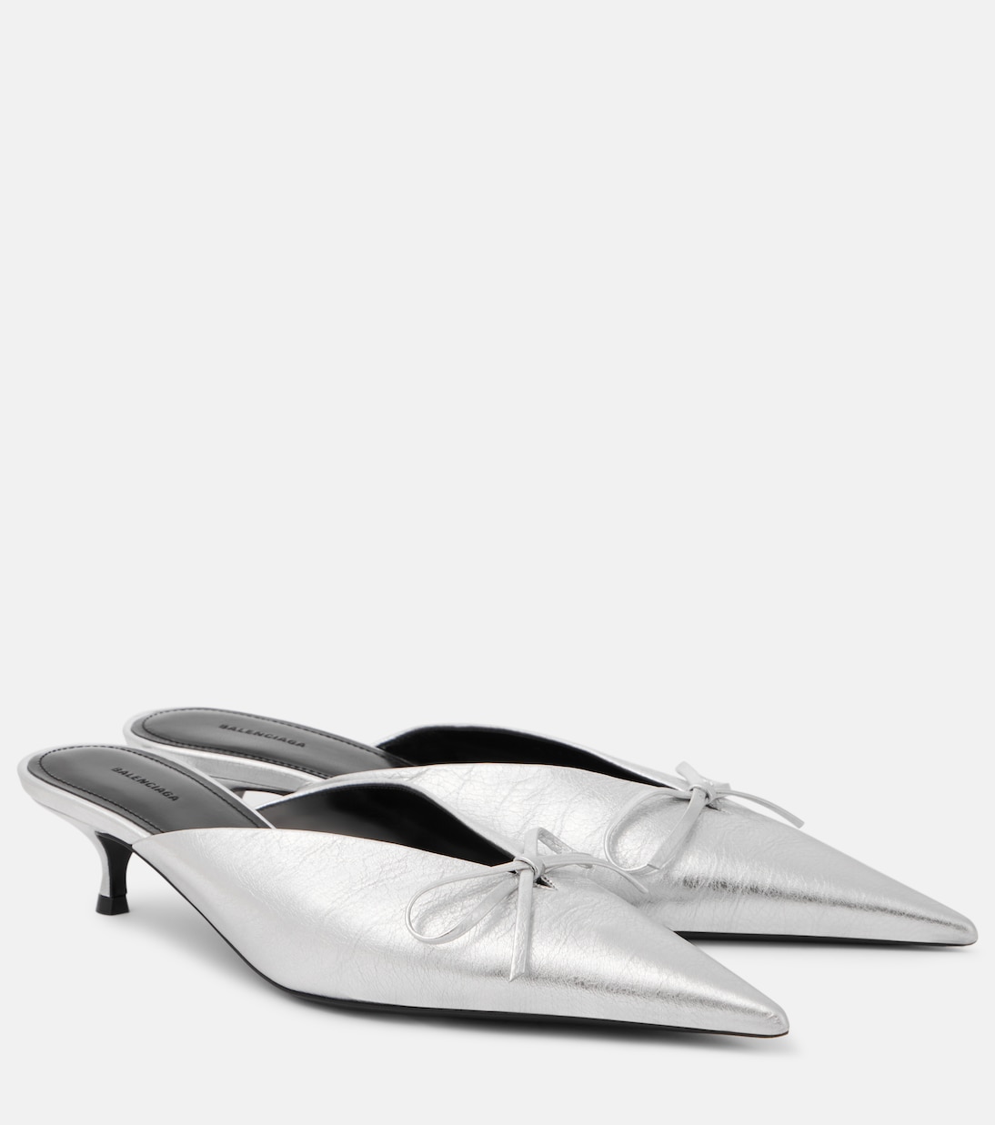 Mules Knife Bow 40 in pelle metallizzata | Balenciaga
