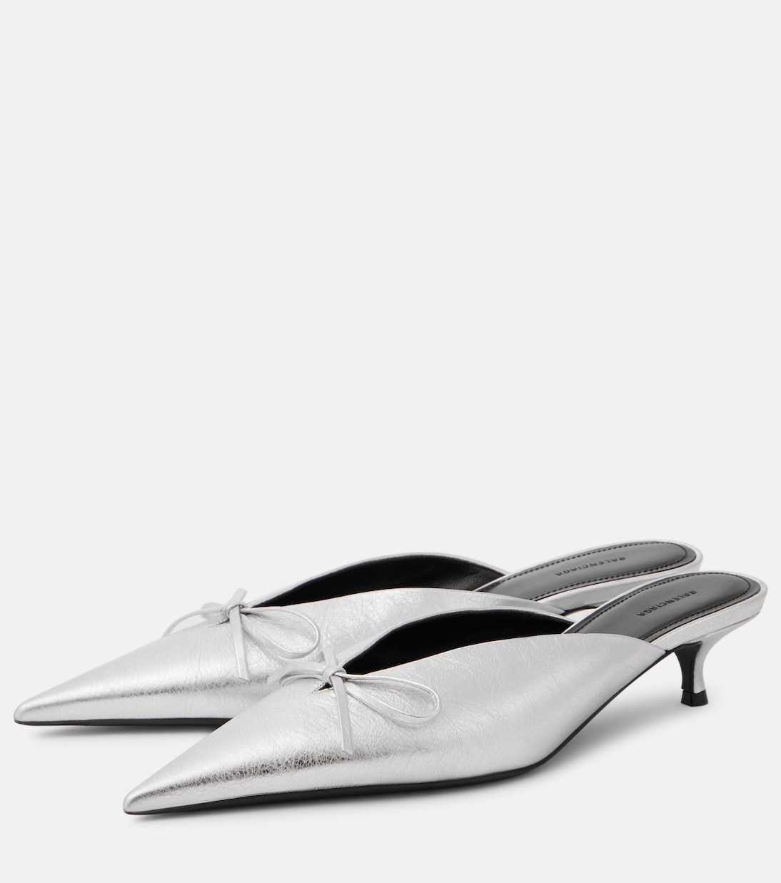 Mules Knife Bow 40 in pelle metallizzata | Balenciaga