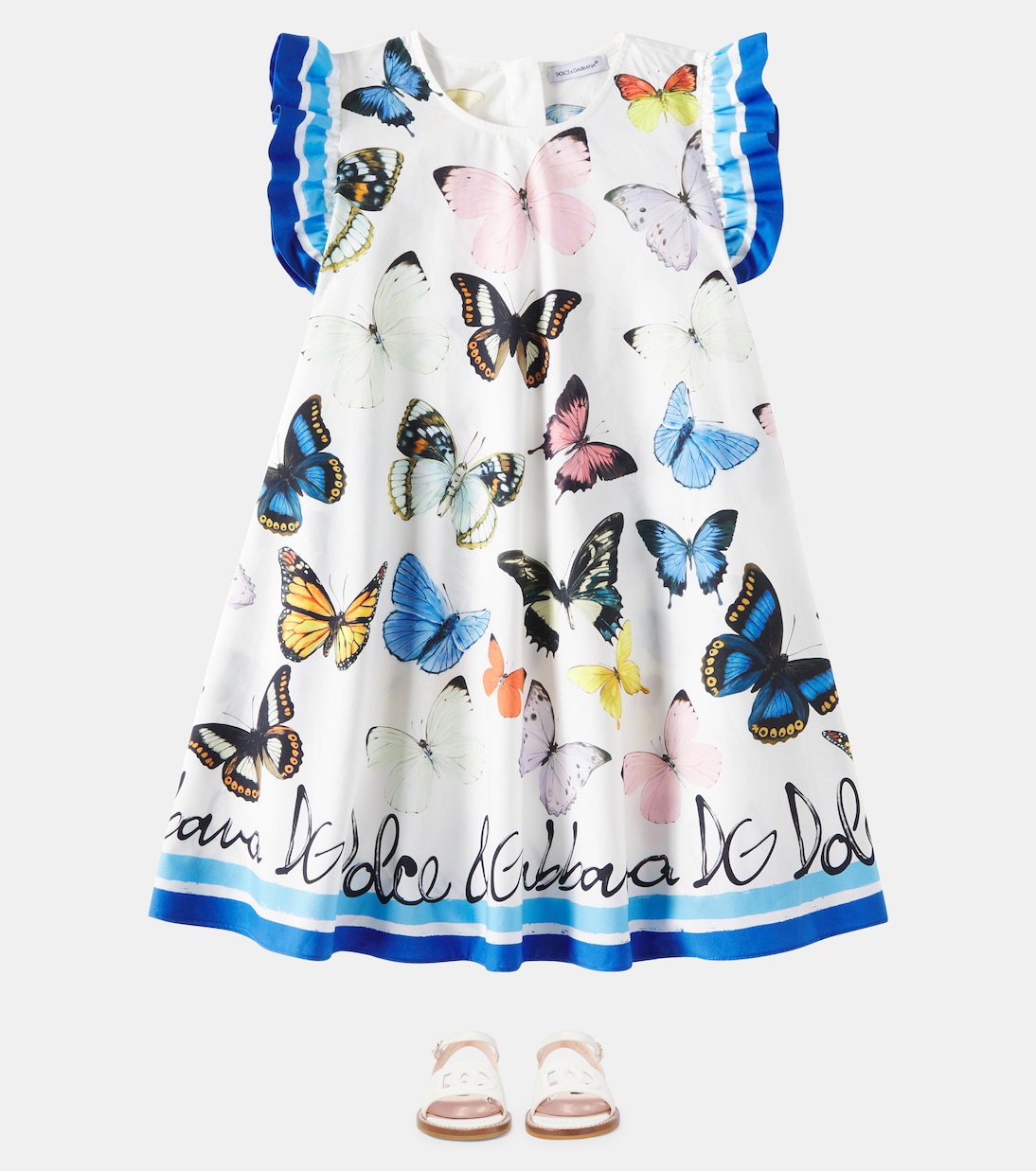 Bedrucktes Kleid aus Baumwollpopeline | Dolce&Gabbana Kids