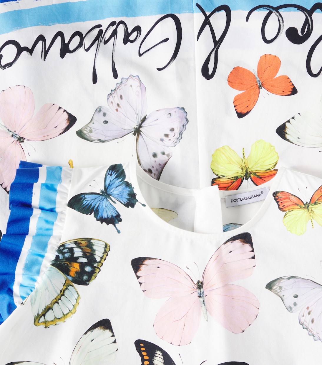 Bedrucktes Kleid aus Baumwollpopeline | Dolce&Gabbana Kids